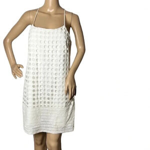 1.State ,dress,women M,white,crochet,big eyelet,halter dress,cotton,Resortwear